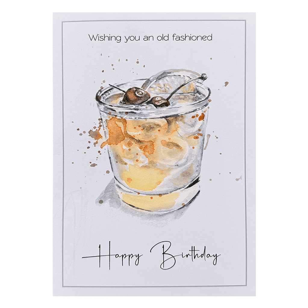 Drink Wisconsinbly Wishing you an Old Fashioned Happy Birthday Watercolor Greeting Card