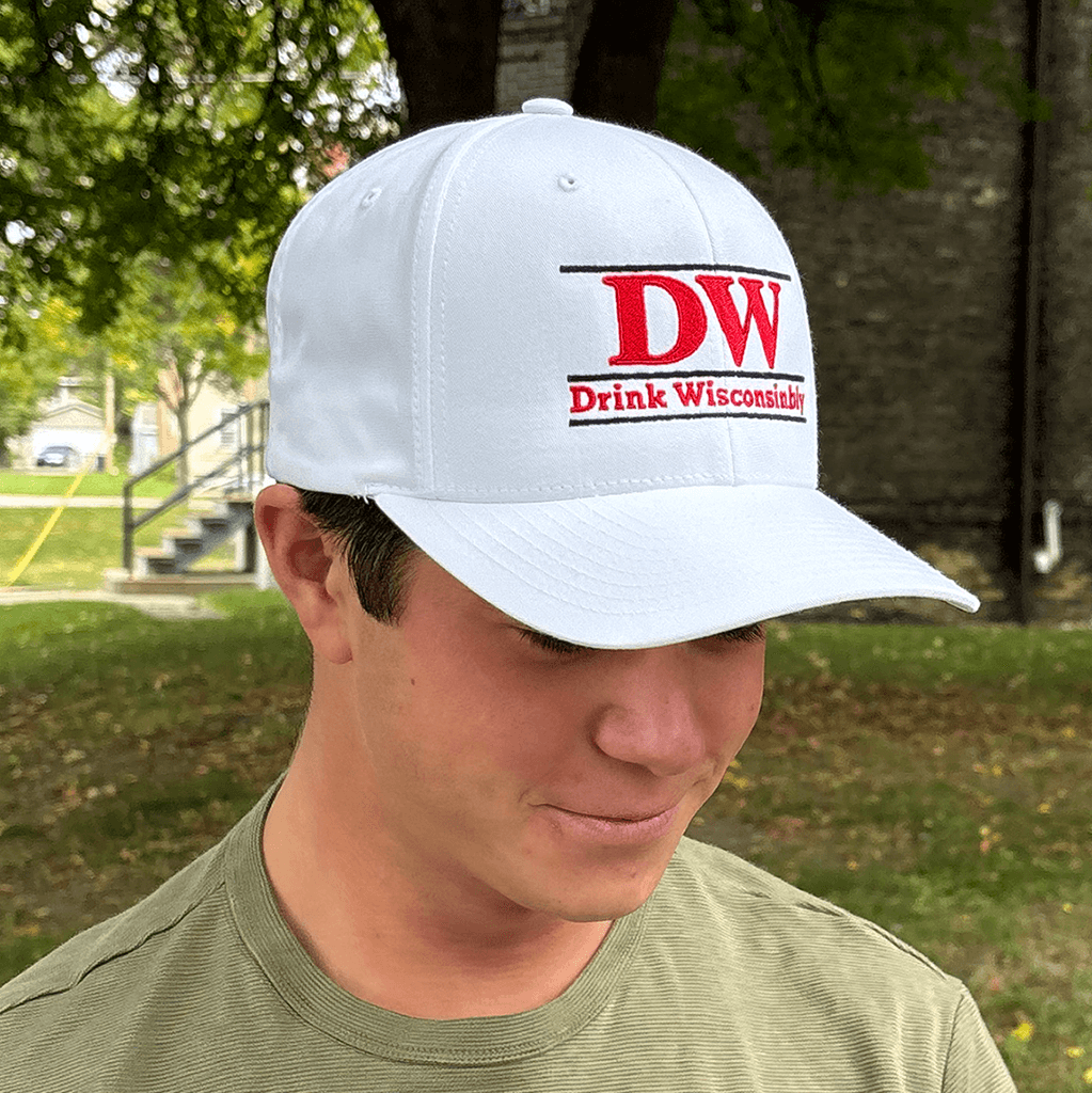 Drink Wisconsinbly White Collegiate Snapback Hat