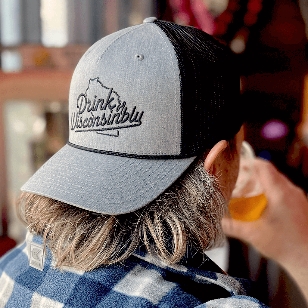 Drink Wisconsinbly Black & Gray Rope Trucker Hat