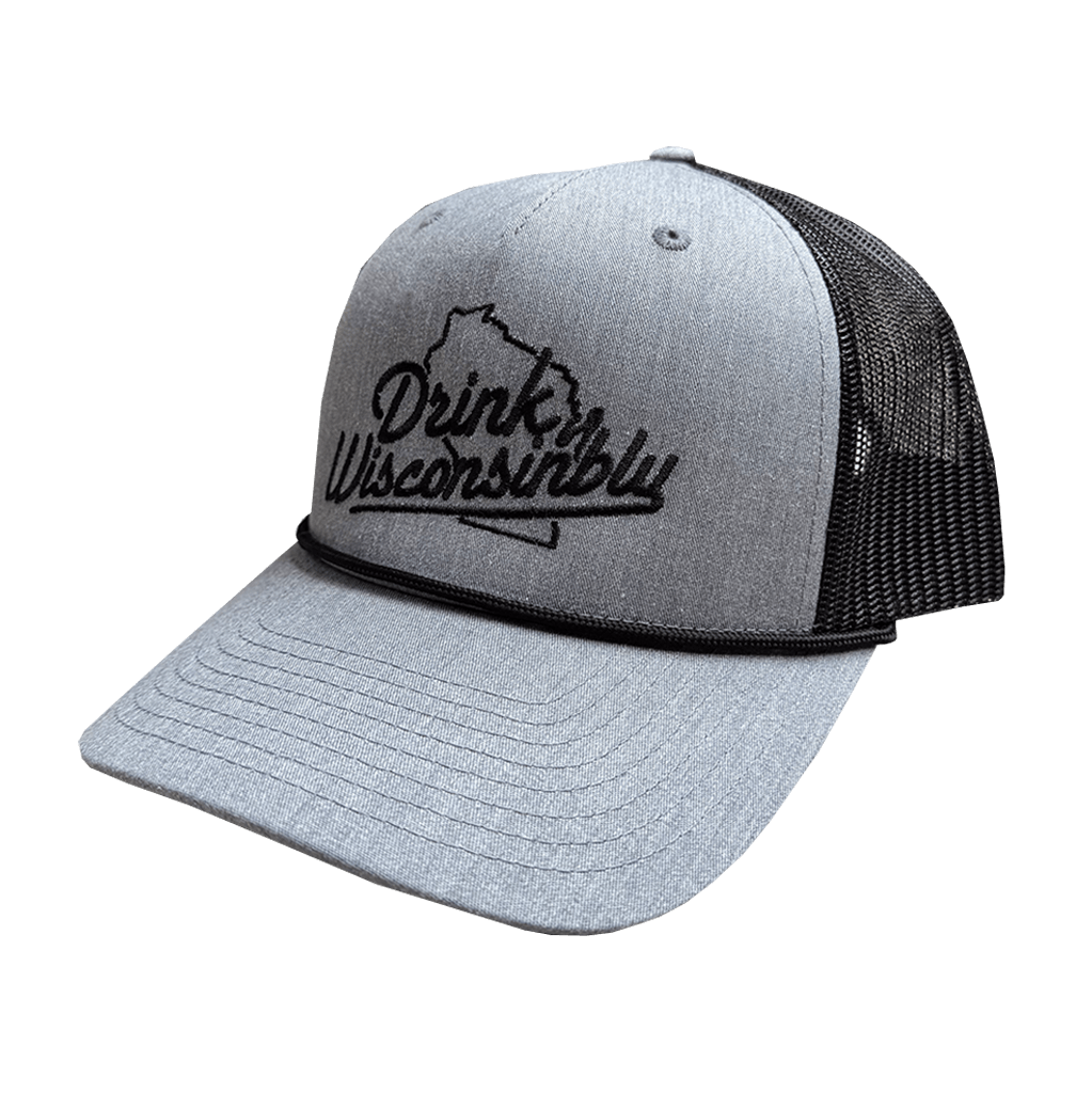 Drink Wisconsinbly Black & Gray Trucker Rope Hat