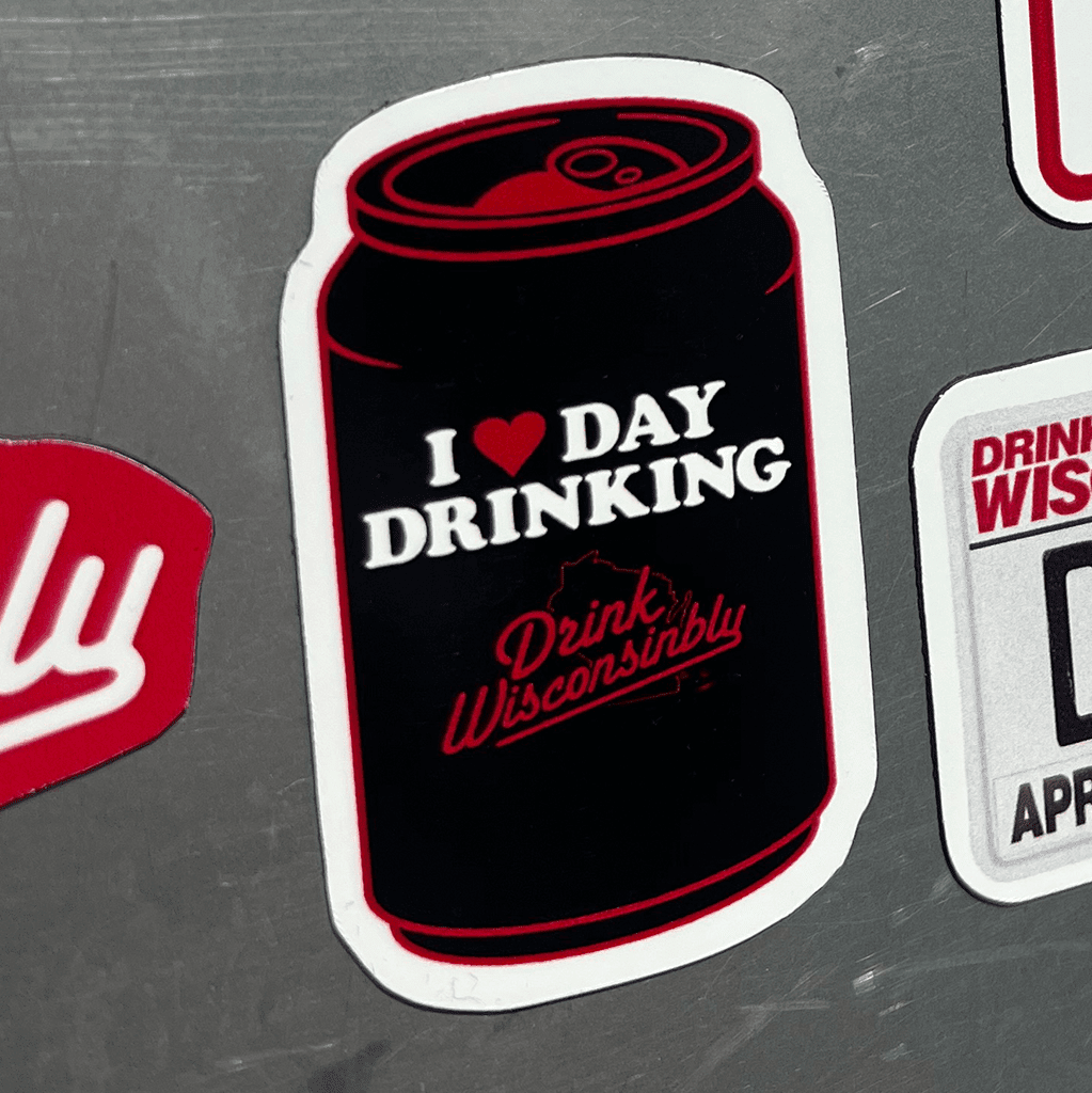 Drink Wisconsinbly I Love Day Drinking Can Black Magnet