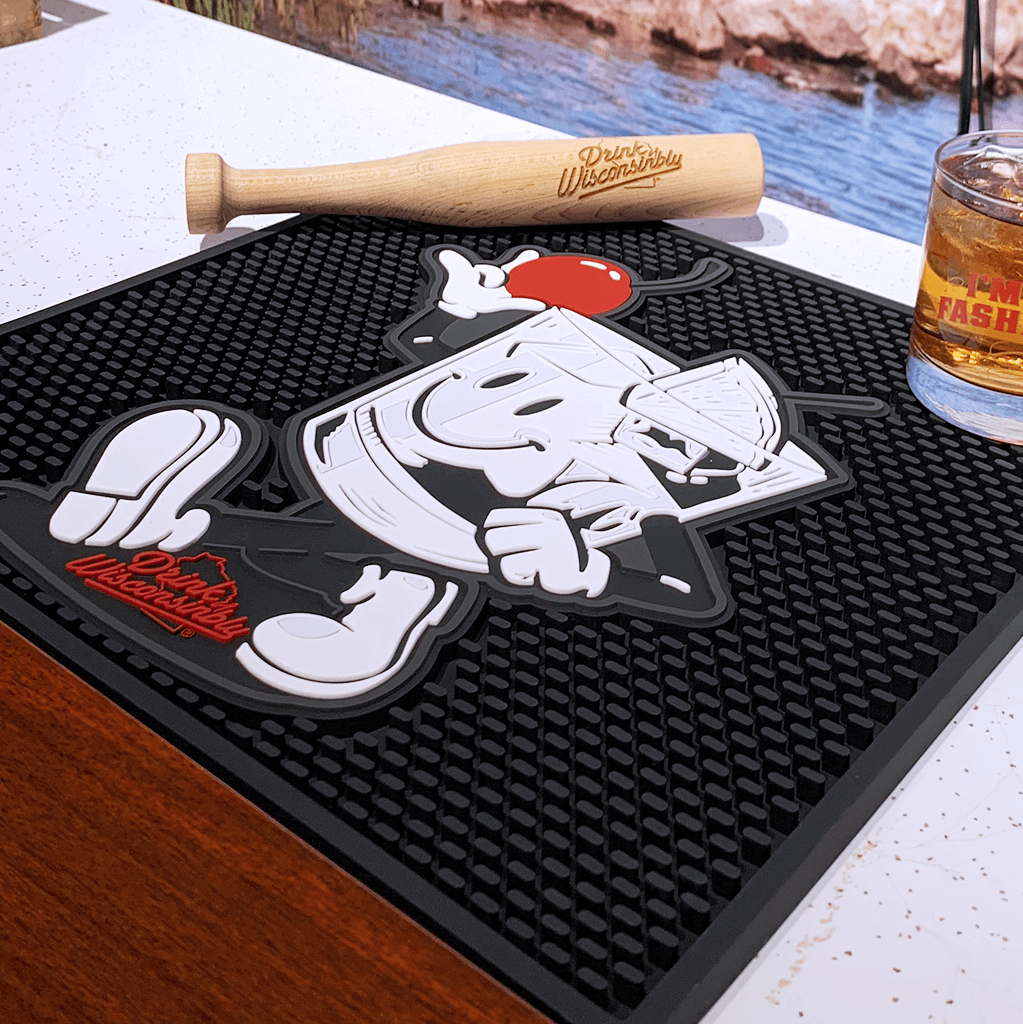 Drink Wisconsinbly Black Bar Rail Mat