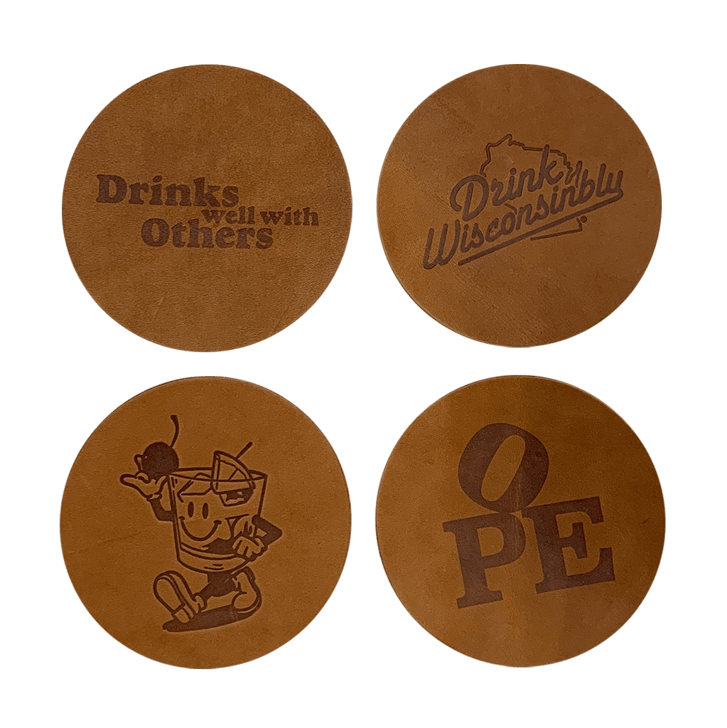 Drink Wisconsinbly Assorted 4 Pack of Leather Coasters