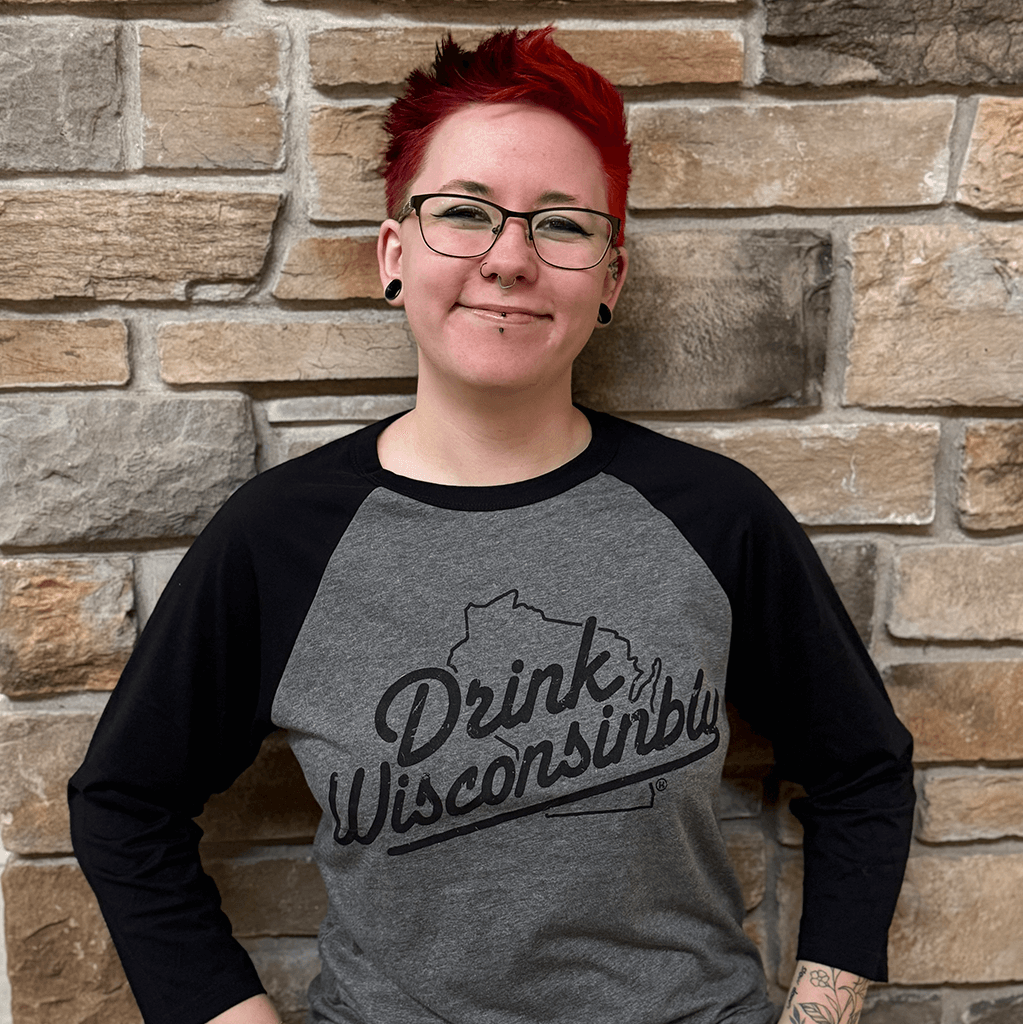 Drink Wisconsinbly Unisex Gray & Black 3/4 Sleeve Jersey Shirt