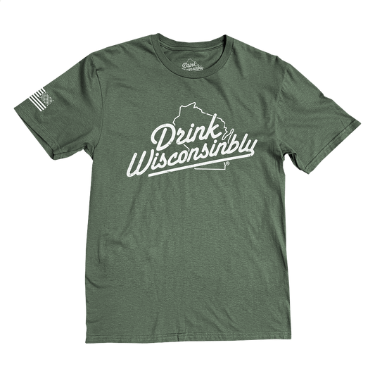 Drink Wisconsinbly Military Grreen T-Shirt