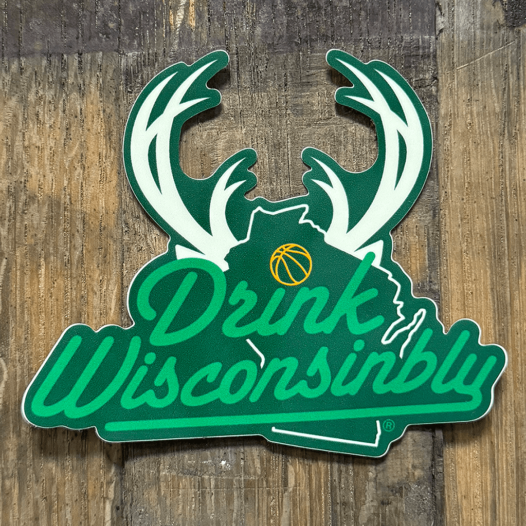 Drink Wisconsinbly Milwaukee Basketball Antlers Green Sticker