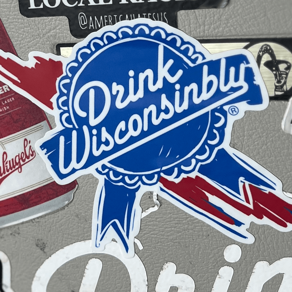 Drink Wisconsinbly Retro Ribbon Stickers