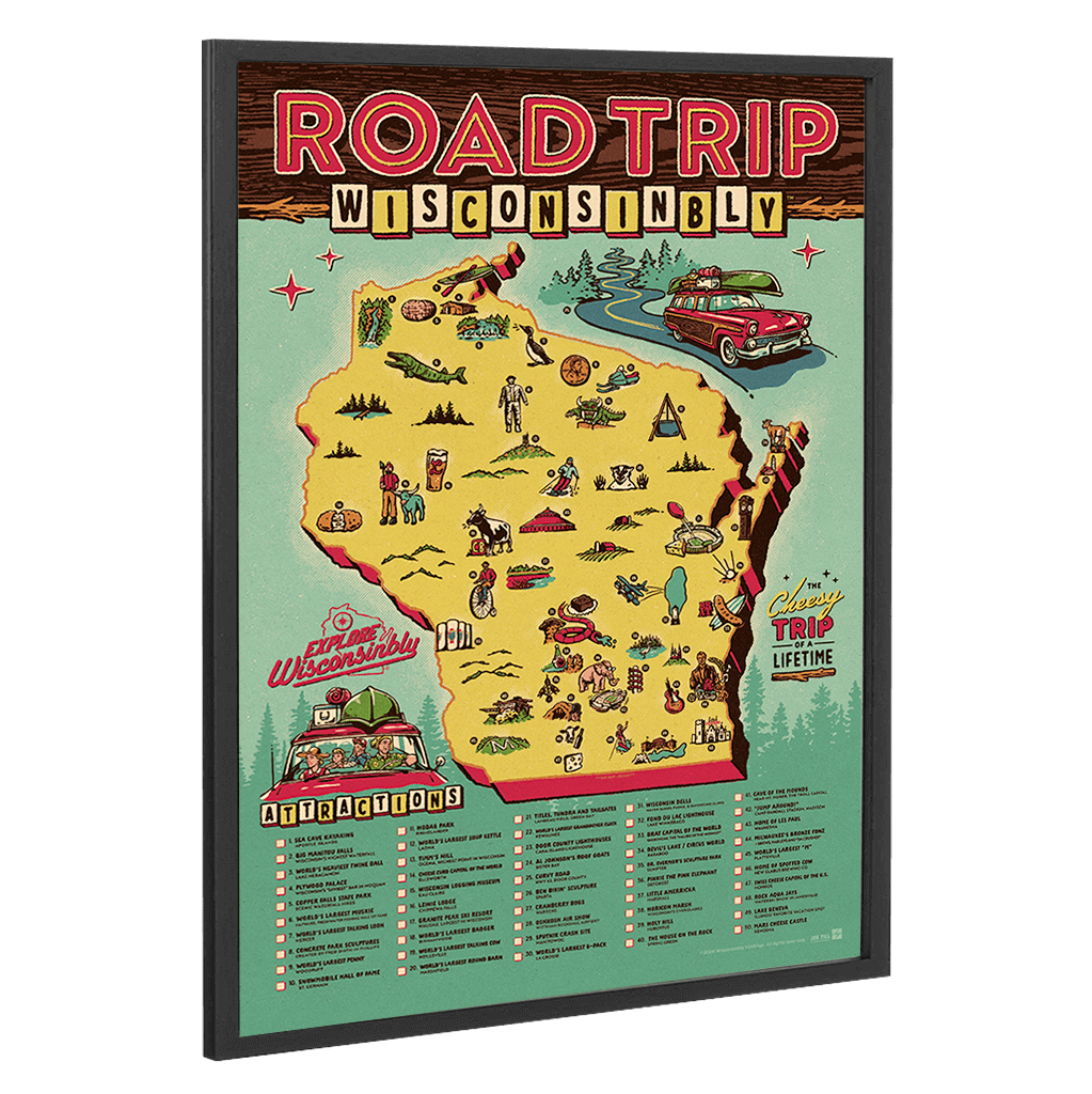 Wisconsin Road Trip Wisconsinbly Poster Framed