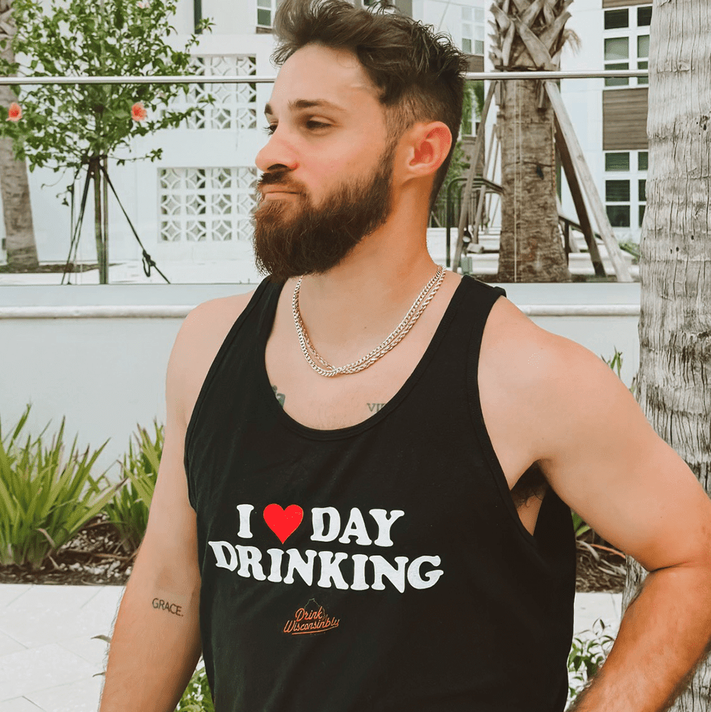 Drink Wisconsinbly I Love Day Drinking Black Tank Top