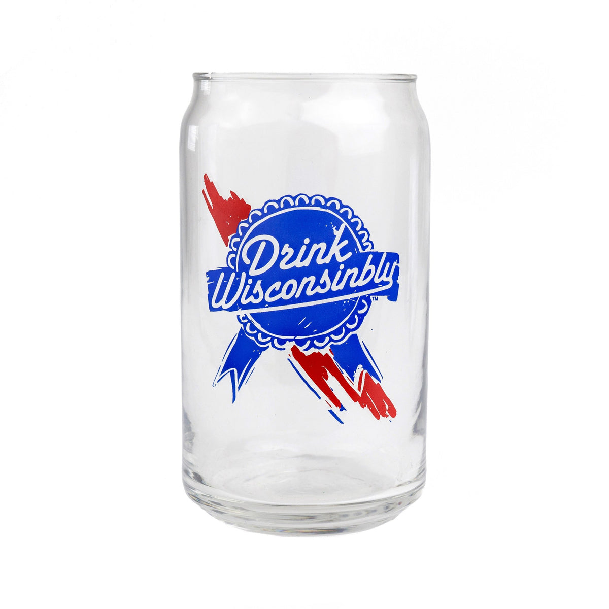 Drink Wisconsinbly "Retro Ribbon" Glass Can