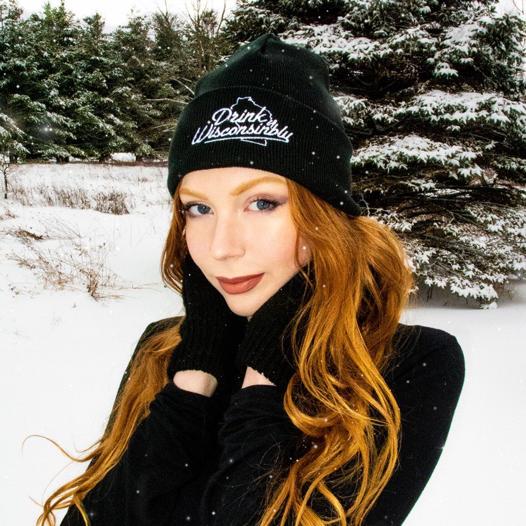 Drink Wisconsinbly Black Knit Hat