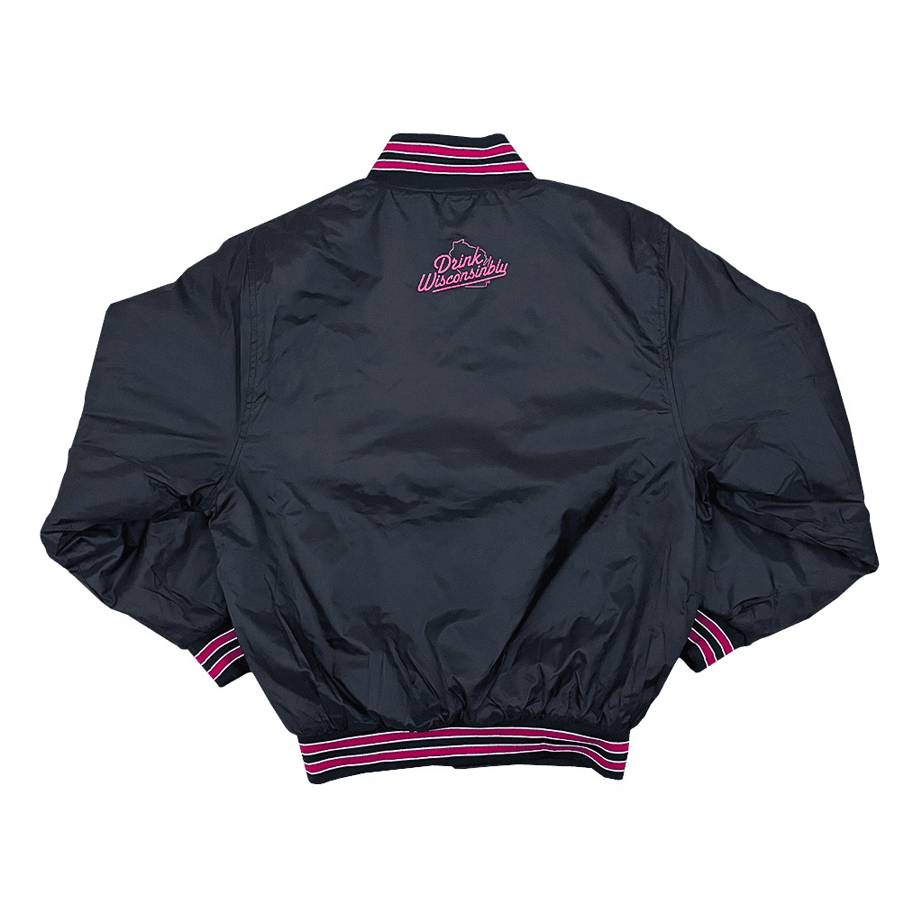 "Happy Old Fashioned" Black Nylon Jacket