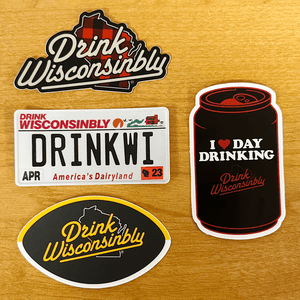 Drink Wisconsinbly Plaid Logo Stickers