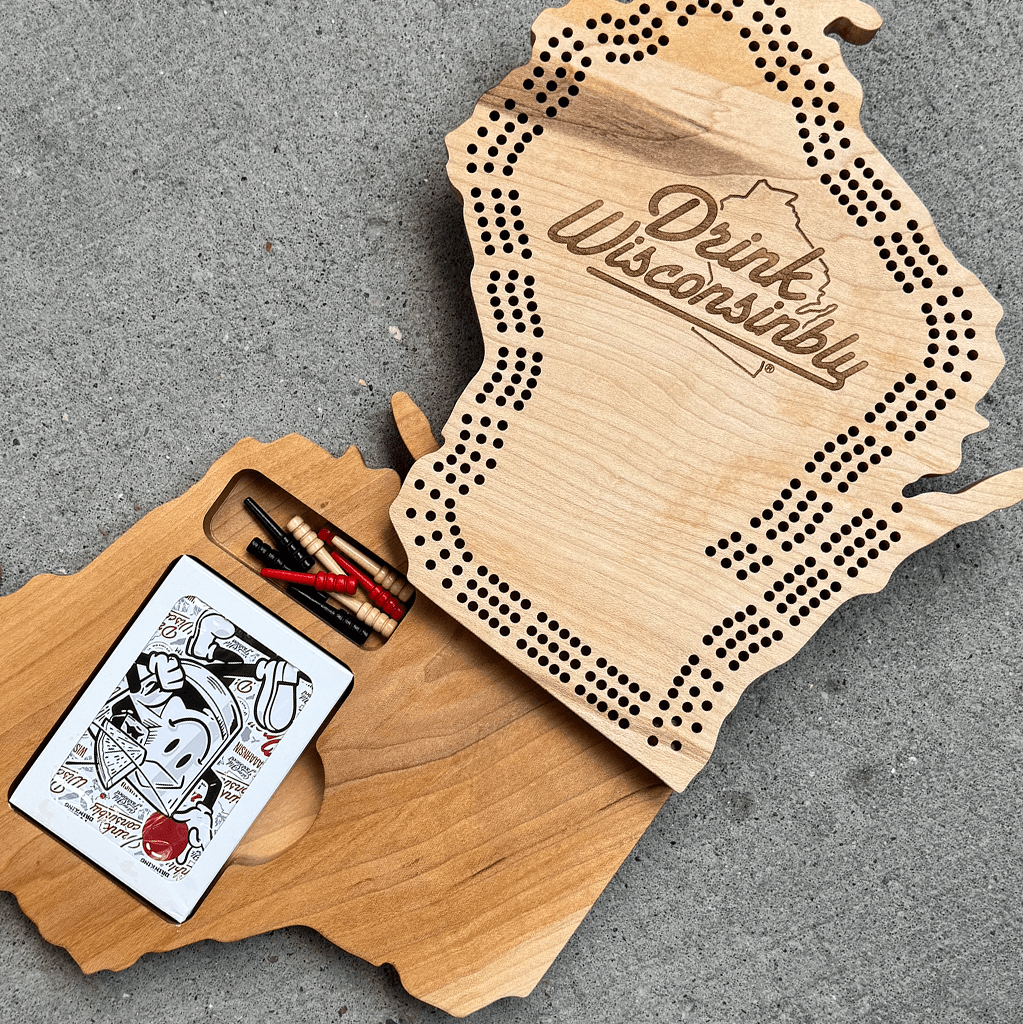 Drink Wisconsinbly Wisconsin Cribbage Board with Cards