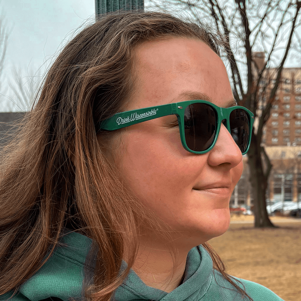 Drink Wisconsinbly Kelly Green Sunglasses