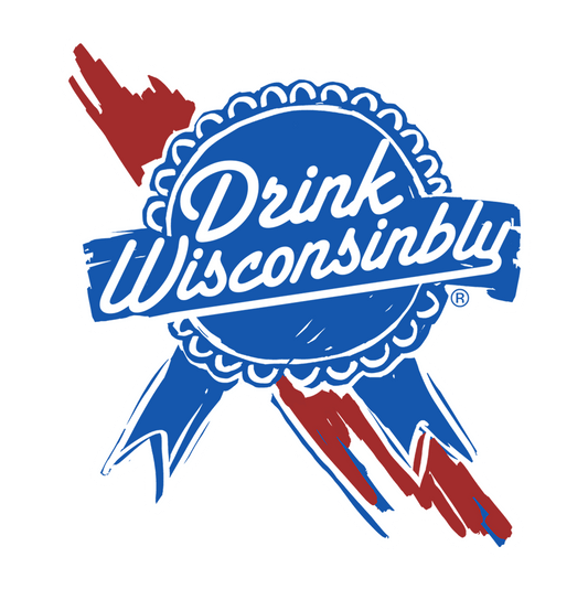 Drink Wisconsinbly Retro Ribbon Sticker