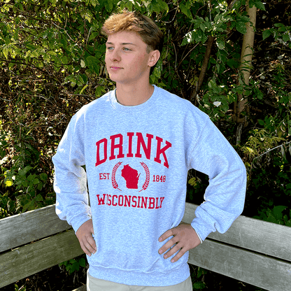 Drink Wisconsinbly Collegiate Crewneck Sweatshirt