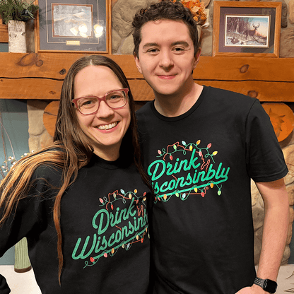 Drink Wisconsinbly Christmas Lights T-Shirt and Crewneck Sweatshirt