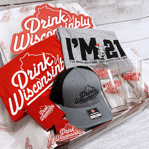 Drink Wisconsinbly 21st Birthday Gift Box with 2 T-Shirts