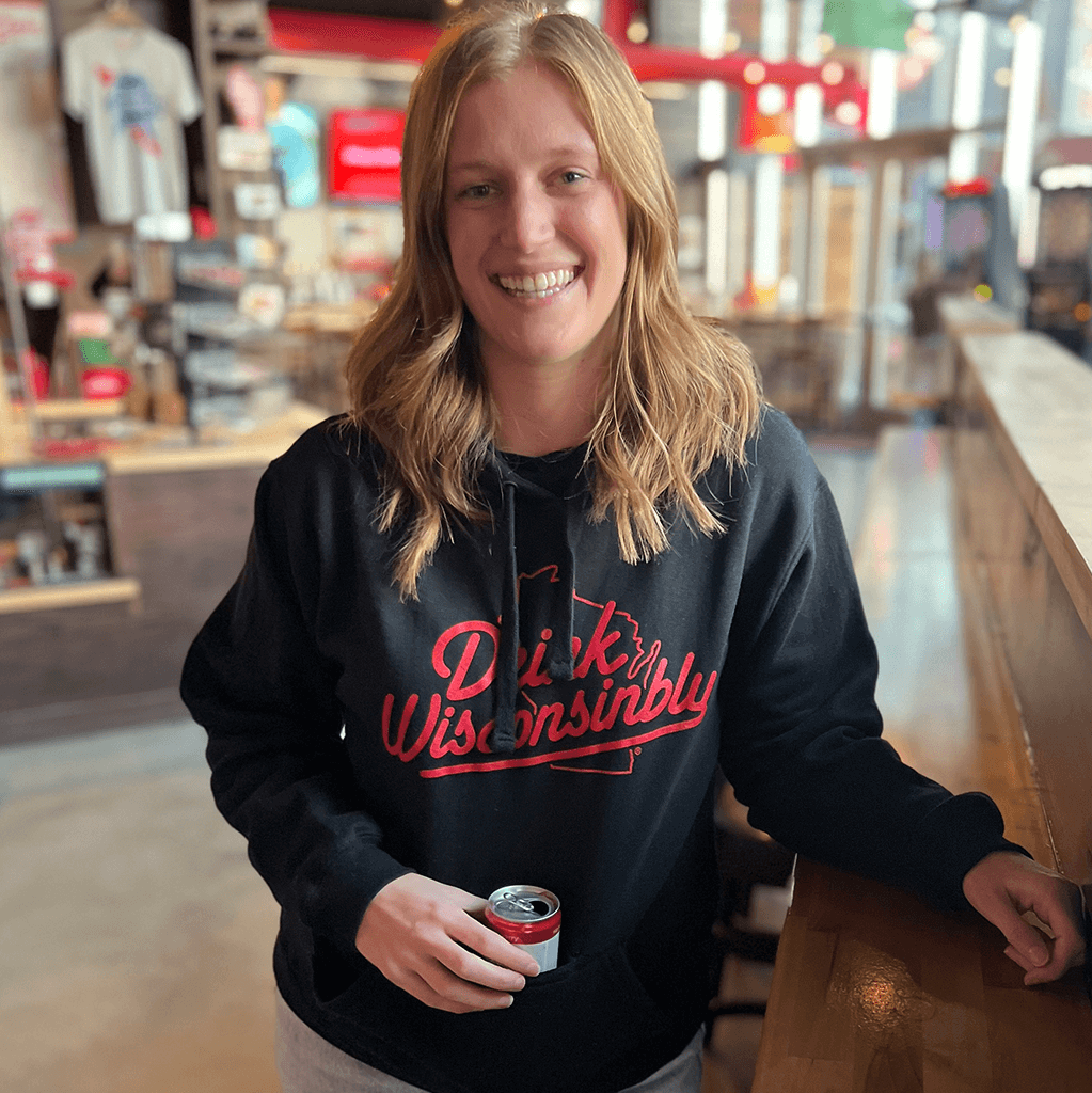 Hoodie with 2025 beer bottle pocket