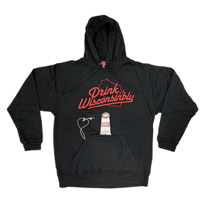 Drink Wisconsinbly Black Bottle Pouch Hoodie