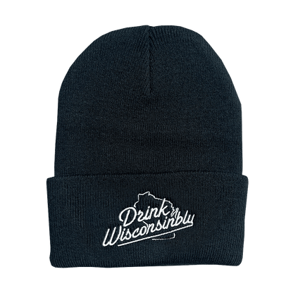 Drink Wisconsinbly Black Knit Hat