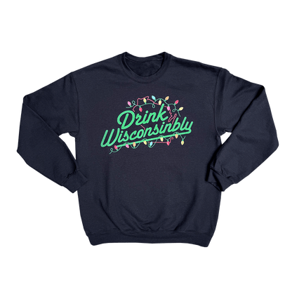 Drink Wisconsinbly Christmas Lights Crewneck