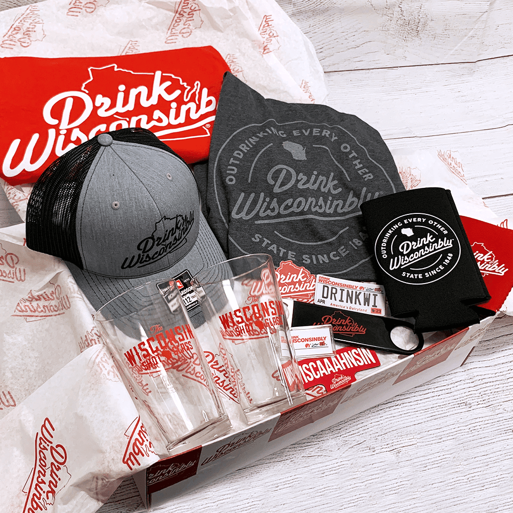 Drink Wisconsinbly Wisconsin Essentials Gift Box with 2 T-Shirts