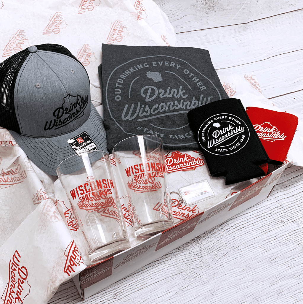 Drink Wisconsinbly Wisconsin Essentials Gift Box with Hat and T-Shirt