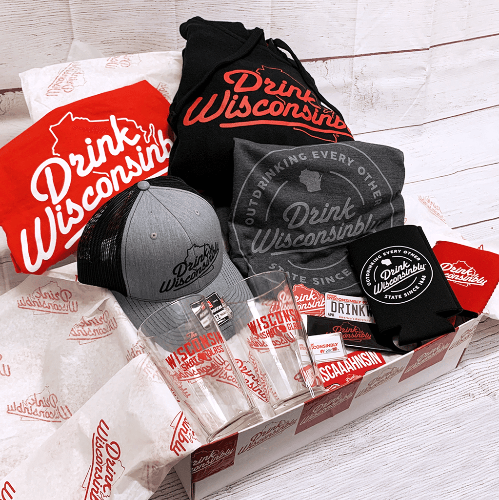 Drink Wisconsinbly Wisconsin Essentials Gift Box with Hoodie and T-Shirts