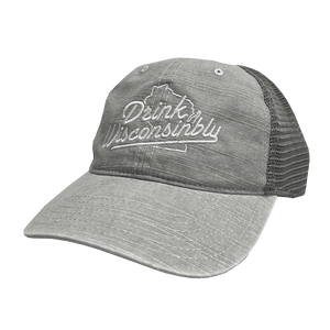 Drink Wisconsinbly Gray Mesh Trucker Hat