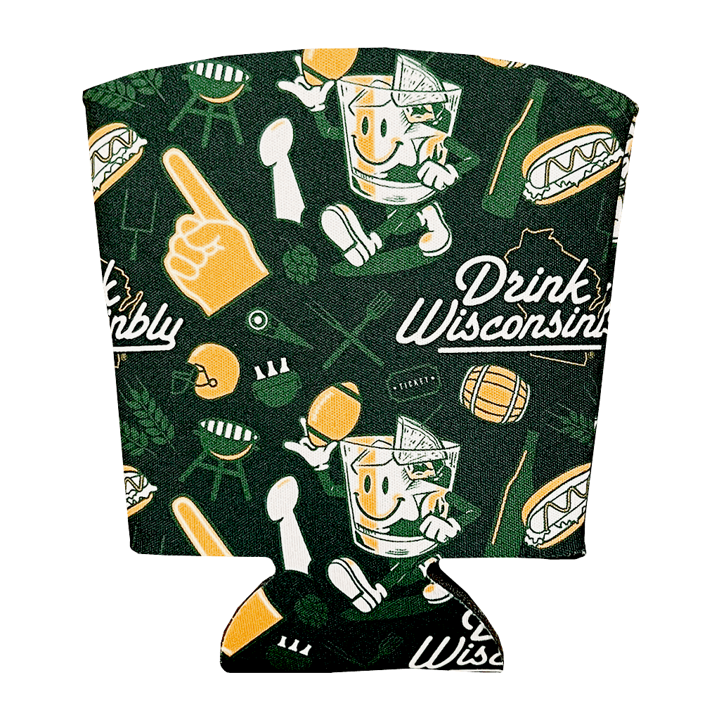 Drink Wisconsinbly Green Bay Football Cup Coozie