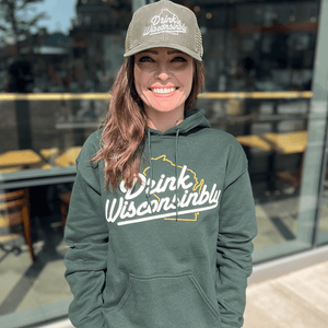 Drink Wisconsinbly Heavy Blend Green Football Hoodie