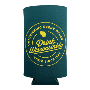 Drink Wisconsinbly Forest Green "Outdrinking" Tallboy Coozie