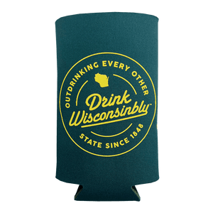 Drink Wisconsinbly Forest Green "Outdrinking" Tallboy Coozie