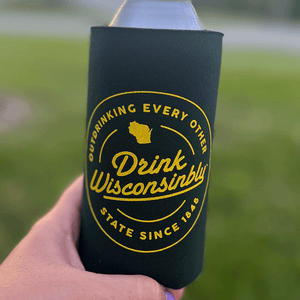 Drink Wisconsinbly Forest Green "Outdrinking" Tallboy Coozies