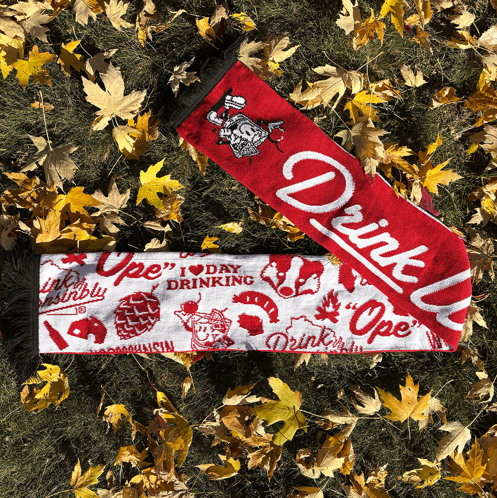 Drink Wisconsinbly Happy Pattern Scarf Grass