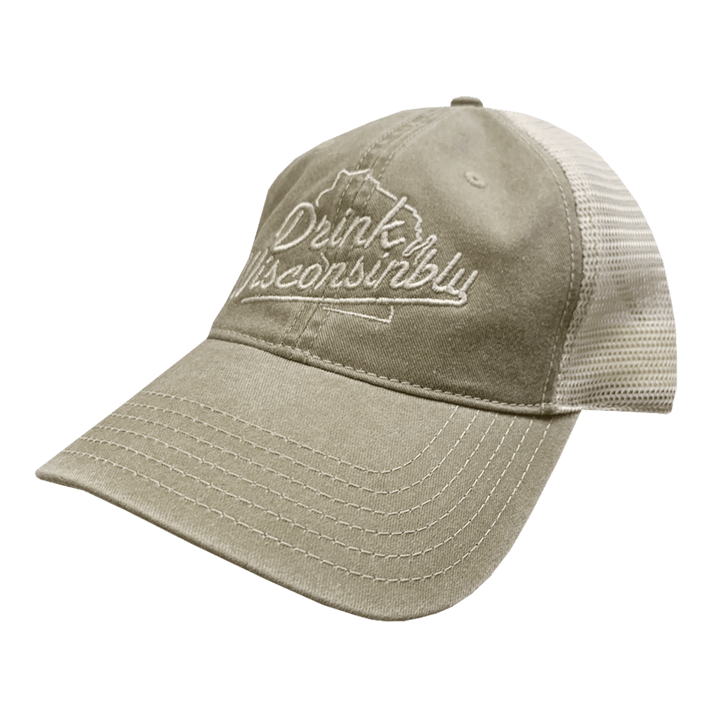 Drink Wisconsinbly Khaki Mesh Trucker Hat