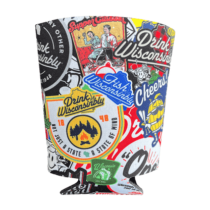 Drink Wisconsinbly Logo Collage Coozie Side