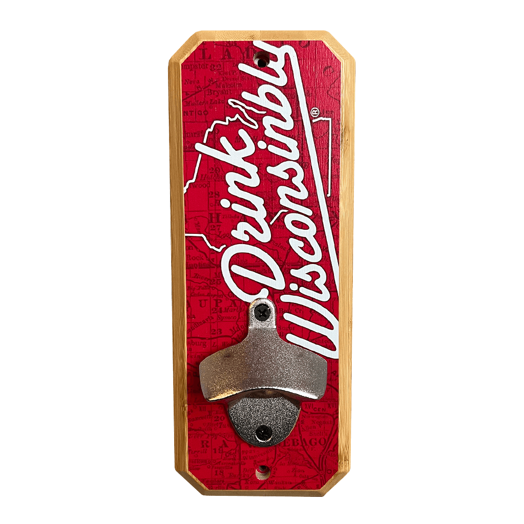 Drink Wisconsinbly Red Wall Mount Bottle Opener