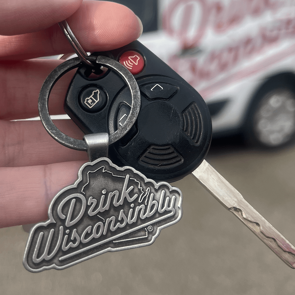 Drink Wisconsinbly Metal Car Keychain