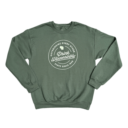 Drink Wisconsinbly Military Green Outdrinking Crewneck