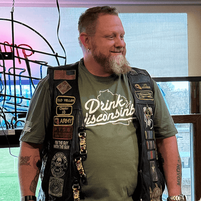 Drink Wisconsinbly Military Green T Shirt