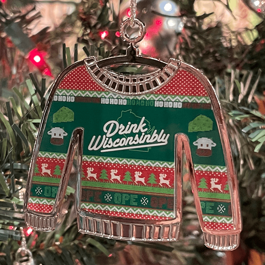 Drink Wisconsinbly Ugly Christmas Sweater Ornament Tree