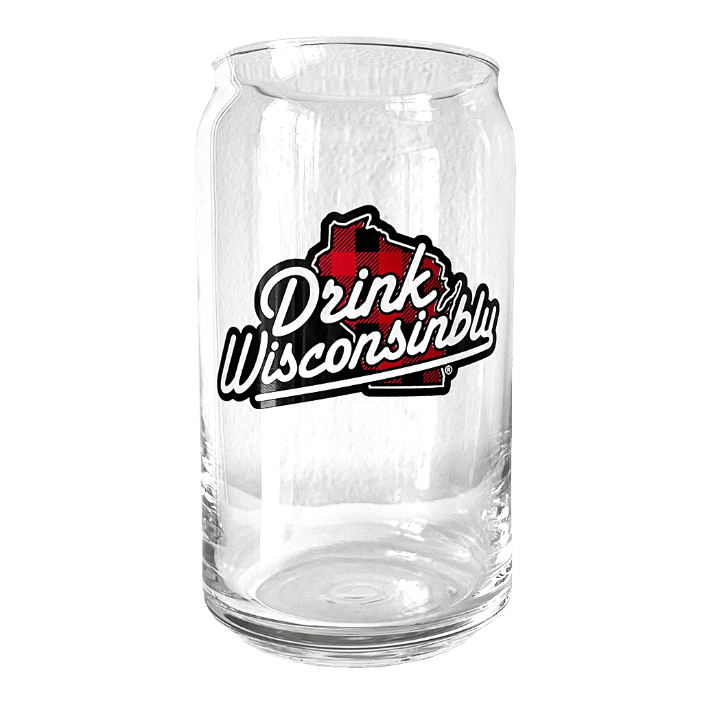 Plaid Logo Glass Can