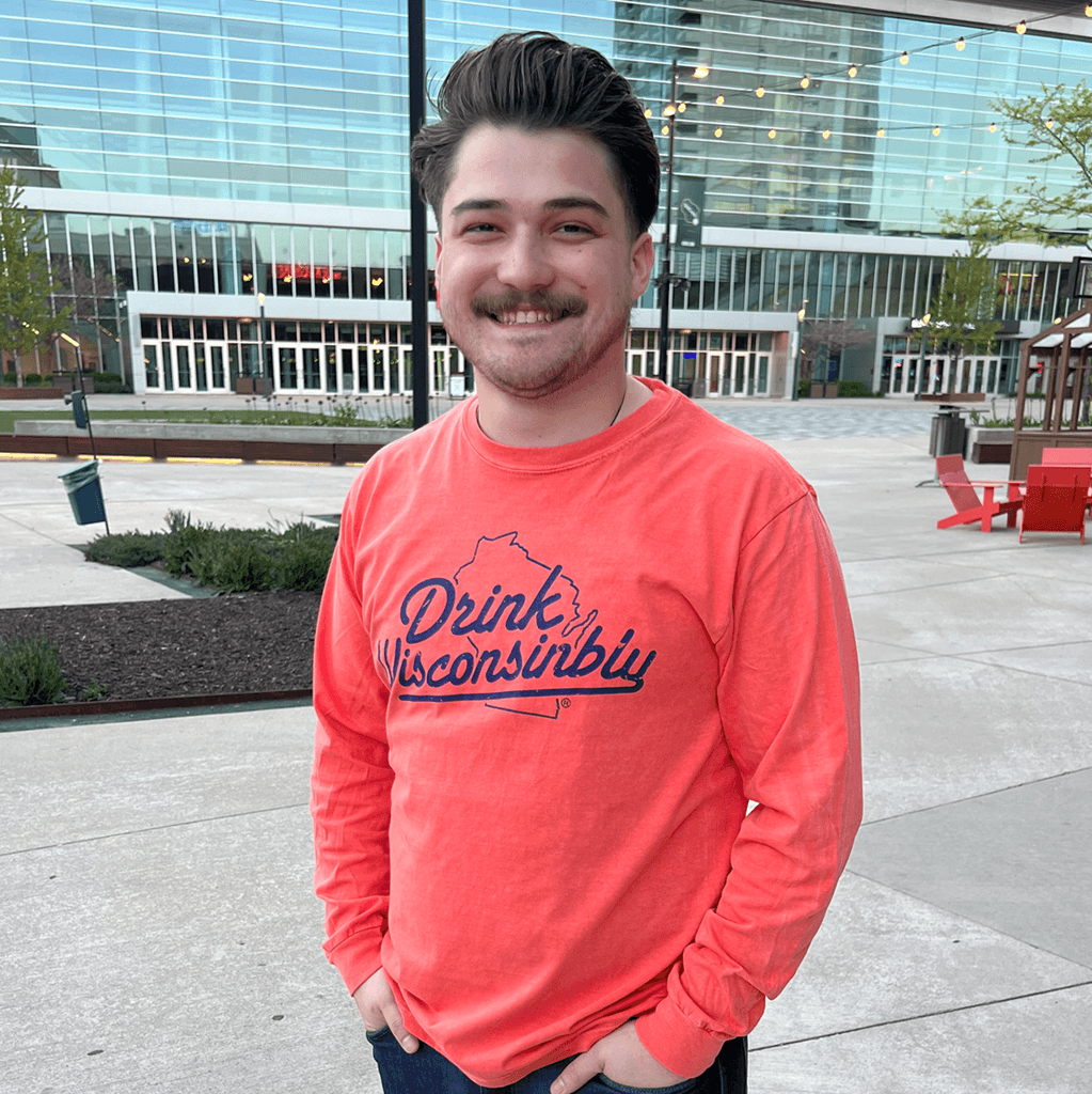 Drink Wisconsinbly Salmon Long Sleeve Distressed Logo