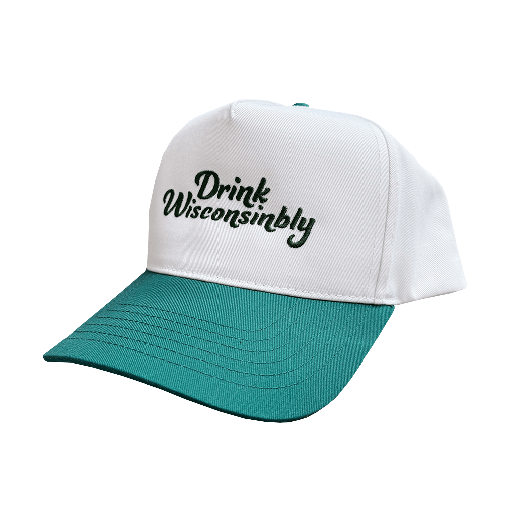 Drink Wisconsinbly Green Scripty Snapback Hat