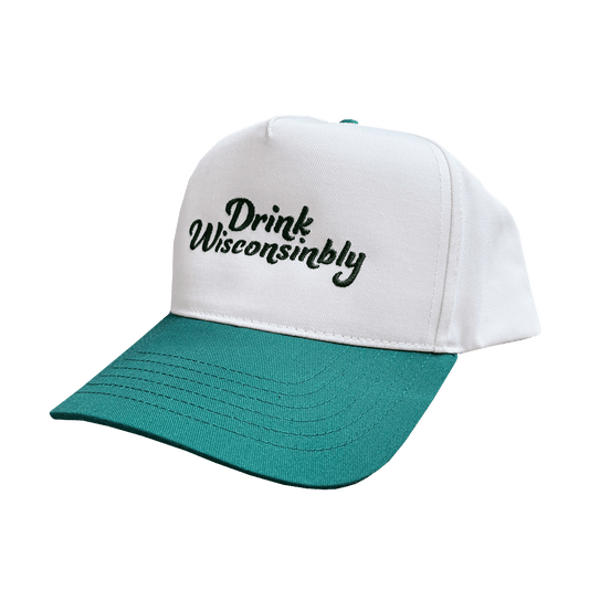 Drink Wisconsinbly Green Scripty Snapback Hat