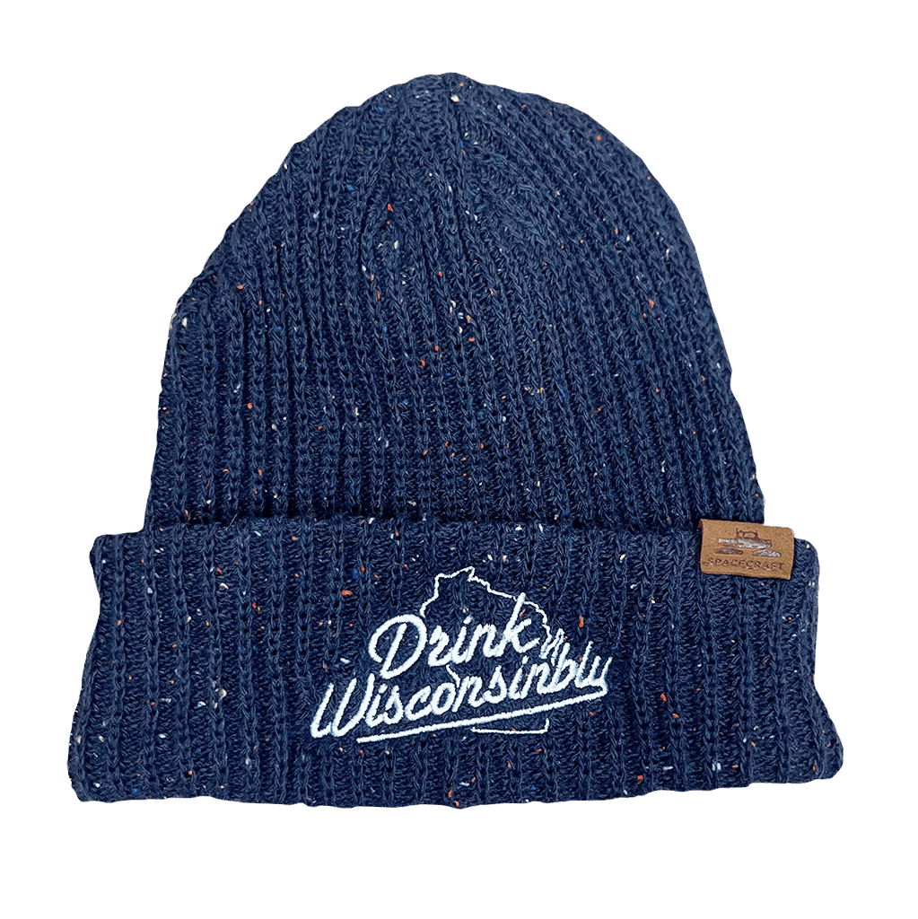 Drink Wisconsinbly Navy Speckled Cuffed Beanie
