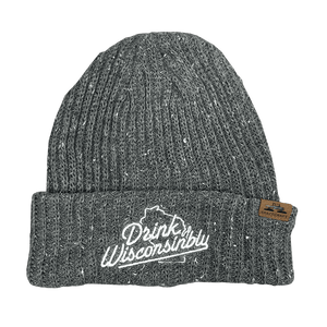 Drink Wisconsinbly Gray Speckled Cuffed Beanie
